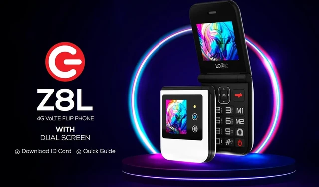 Alt view image 4 of 7 - Logic Flip Z8L Flip Phone 4G LTE Volte GSM (For Tmobile Mint Tello Boost & Global) 2.4" Dual Screen Nano Sim (Black)