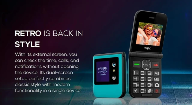 Alt view image 6 of 7 - Logic Flip Z8L Flip Phone 4G LTE Volte GSM (For Tmobile Mint Tello Boost & Global) 2.4" Dual Screen Nano Sim (Black)