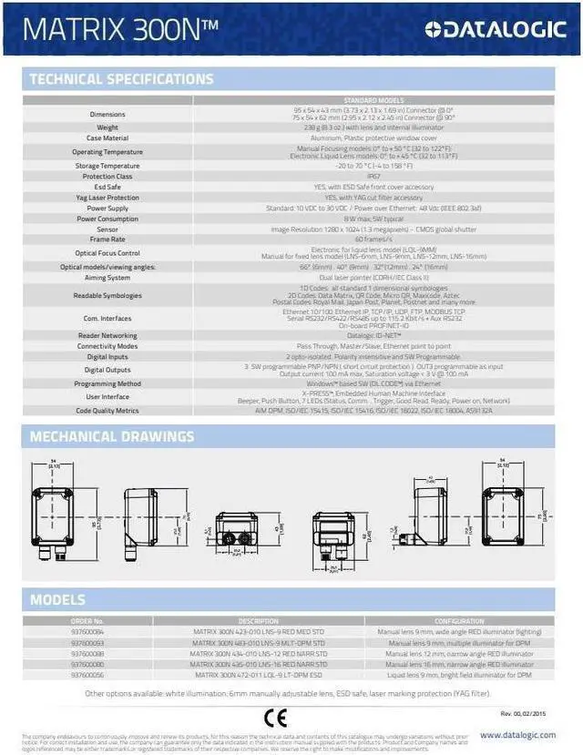 Alt view image 3 of 3 - Datalogic Matrix 300N 482-010 LQL-9 MLT-DPM STD  Part Number: 937600053
