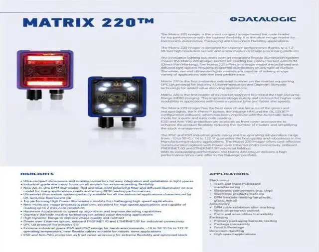 Alt view image 4 of 6 - 1PCS NEW Datalogic  MATRIX 220 385-010 1.2MP DPM-R 12MM P/N: 937900004