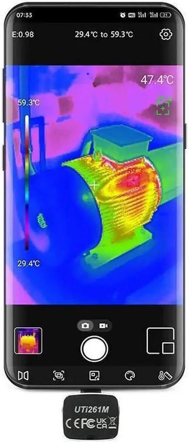 Alt view image 5 of 6 - UNI-T UTi261M Infrared Thermal Imager 256X192 Pixels PCB Circuit Fault Testing Tool 25Hz Android Type-C Mobile Thermal Camera