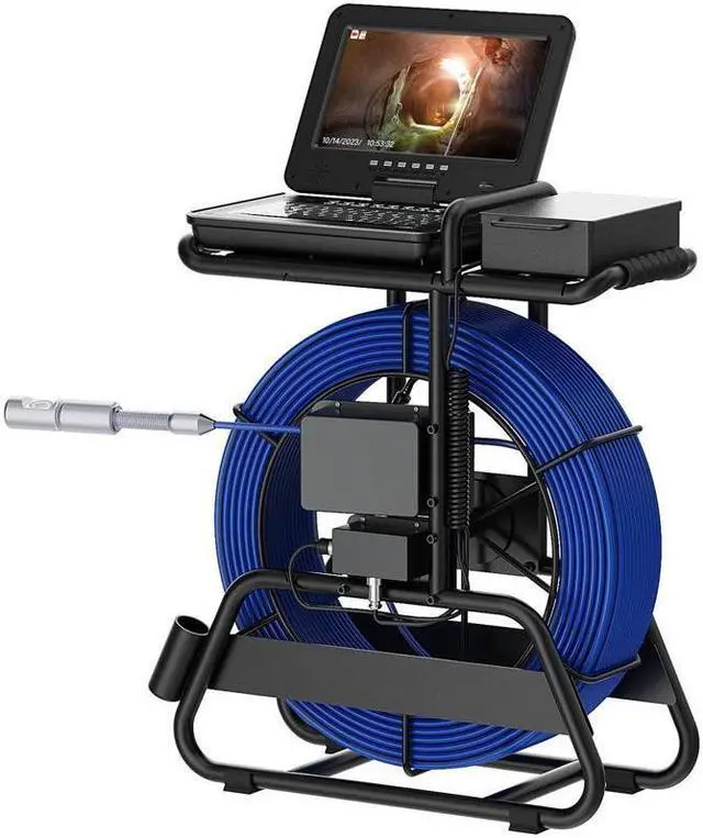 Alt view image 3 of 8 - 10.1'' 80M HD 1080P Duct Camera Sewer Pipe Inspection Camera 32mm diameter rotating dual probe Video Cam Meter Counter DVR, sapphire lens w 512HZ Locator