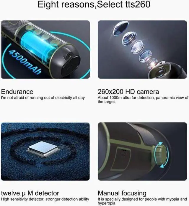 Alt view image 7 of 7 - TTS260 Infrared Thermal Imager Monocular 1000M Hot Tracking Digital IR Telescope