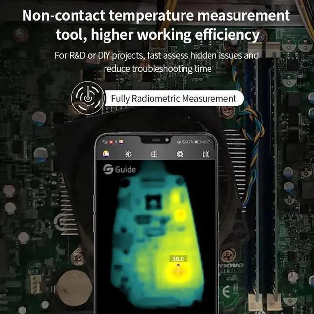 Alt view image 5 of 7 - Guide Mobir Air Thermal Imaging Camera Phone IOS  Gray 25Hz Imager Pipeline Repair Sale