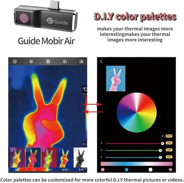 Alt view image 6 of 7 - Guide Mobir Air Thermal Imaging Camera Phone IOS  Gray 25Hz Imager Pipeline Repair Sale