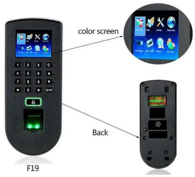 Alt view image 3 of 5 - ZK F19 TCP/IP ID IC Wifi ADMS Fingerprint Time Attendance And Access System With ID Card