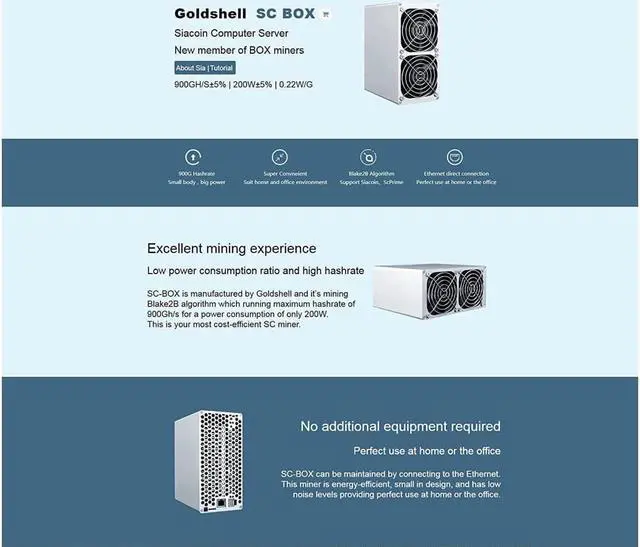 Alt view image 3 of 7 - NEW Goldshell SC BOX (With PSU) 900Gh/s Simple Mining Machine Low Noise Miner Small Home Riching
