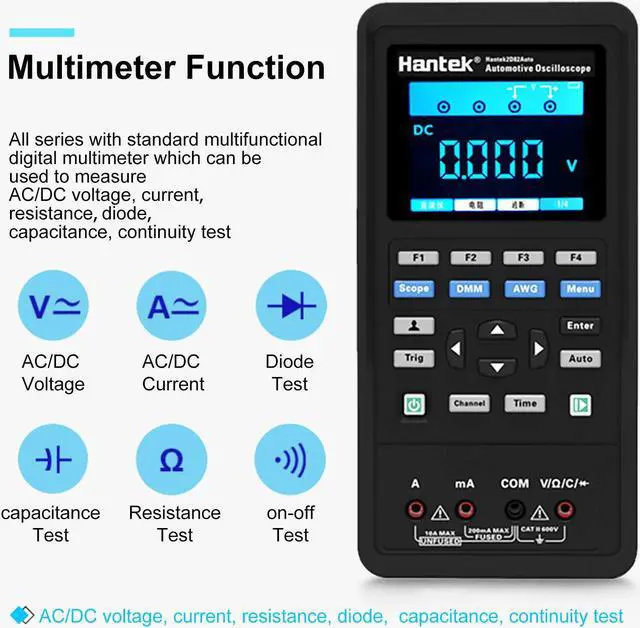 Alt view image 6 of 7 - Hantek 2D82Auto Automotive Diagnostic 80MHz Oscilloscope 4in1 2CH+Multimeter+AWG (Hantek 2D82 Auto I)