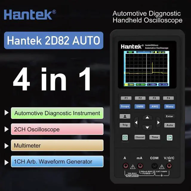 Alt view image 3 of 7 - Hantek 2D82Auto Automotive Diagnostic 80MHz Oscilloscope 4in1 2CH+Multimeter+AWG ( Hantek 2D82 Auto II)