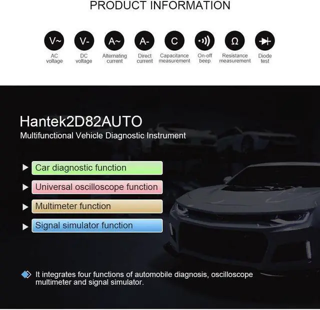 Alt view image 6 of 7 - Hantek 2D82Auto Automotive Diagnostic 80MHz Oscilloscope 4in1 2CH+Multimeter+AWG (Hantek 2D82 Auto III)