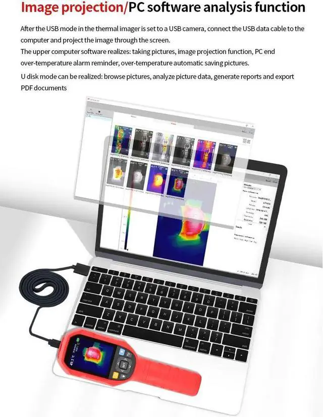 Alt view image 3 of 7 - UNI-T UTi260B Digital Infrared Thermal Imager Thermometer LED Water Supply Light Thermal Camera Air Conditioning Repair