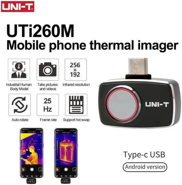 Alt view image 7 of 7 - UNI-T Thermal Camera UTi260M  Mobile Phone Thermal Imager for Phone for Android IOS Type-C UTi260M Infrared Thermal Imager