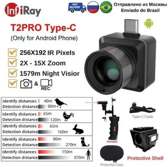 Main image of InfiRay T2 PRO Thermal imager Outdoor Hunting Infrared HD Monocular 25Hz Thermal Camera for Phone Night Vision with Laser Android Type-C