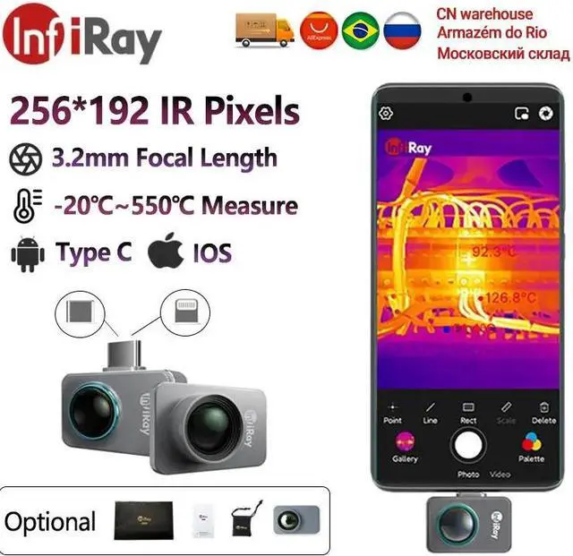 Alt view image 2 of 7 - InfiRay P2 Pro Phone 256x192 Infrared Thermal Imager With Magnetic Macro Lens (P2 Pro iPhone Lens)   IOS