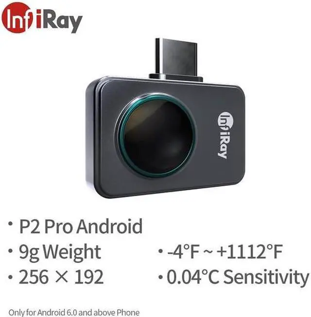 Alt view image 2 of 7 - InfiRay P2 Pro Phone 256x192 Infrared Thermal Imager With Magnetic Macro Lens (P2 Pro Android Lens)   Type-C