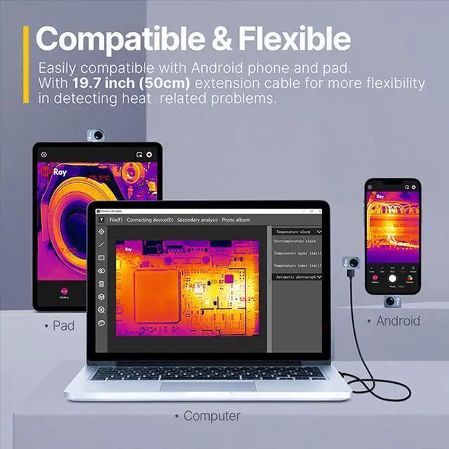 Alt view image 4 of 7 - InfiRay P2 Pro Phone 256x192 Infrared Thermal Imager With Magnetic Macro Lens (P2 Pro iPhone Lens)   IOS