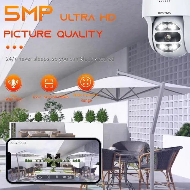 Alt view image 2 of 7 - MECARE 5MP WiFi POE IP Surveillance Camera Outdoor Home Security Built-in Mic