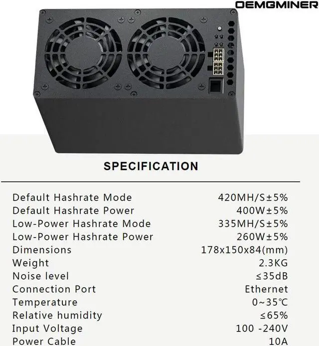 Alt view image 6 of 6 - New Goldshell Mini Doge II Miner Doge Coin LTC Dual Mode 420M or 335M BEL Miner without PSU
