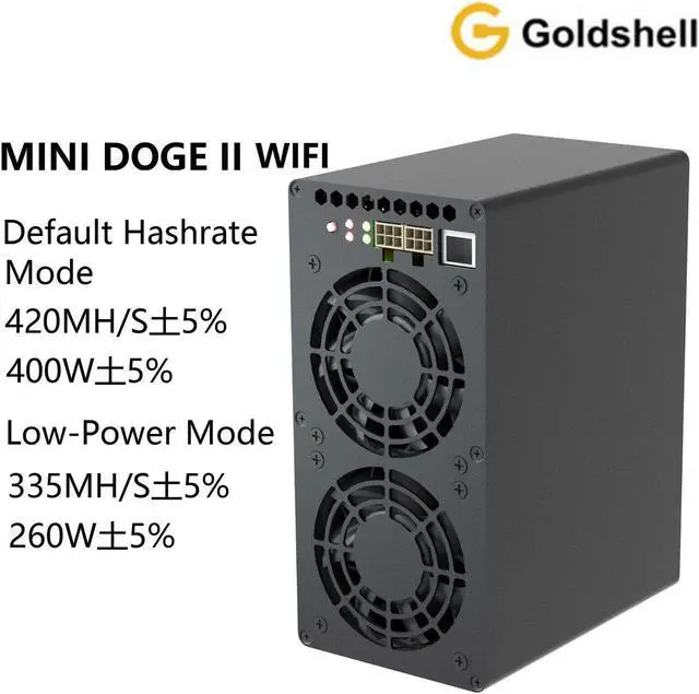 Main image of Goldshell Mini Doge II Miner for Doge Coin LTC 420M/400W or 335M/260W WIFI without PSU