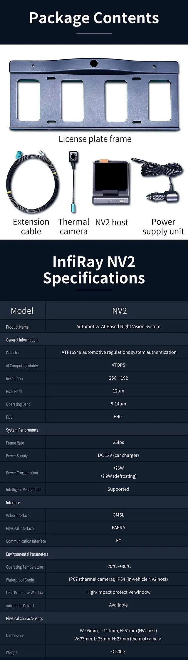 Alt view image 7 of 7 - InfiRay OEM NV2 Vehicle Mounted Thermal Imaging Camera for Car Night Vision Sight Driving Camera Dashcamera