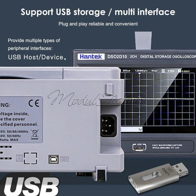 Alt view image 4 of 7 - HanTek Digital Oscilloscope DSO2D15 USB Oscilloscope, Multimeter Tester, 2-Channel 100Mhz/150Mhz Storage DSO2C15 DSO2D10 DSO2C10