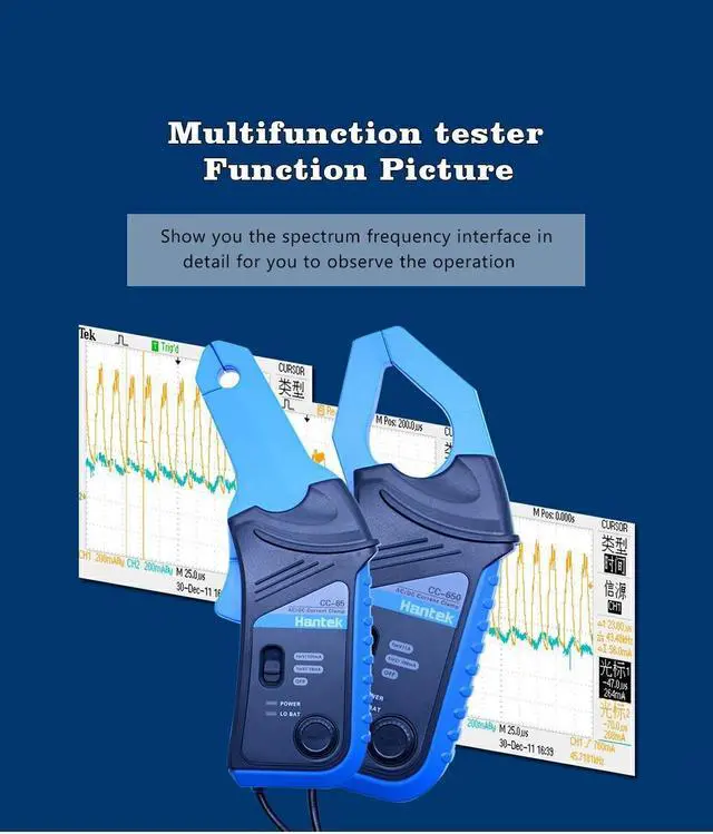Alt view image 6 of 7 - Hantek Oscilloscope CC-800 AC/DC Current Clamp Probe 20KHz/400Hz Bandwidth 1mV/10mA 65A/650A/800A with BNC Plug