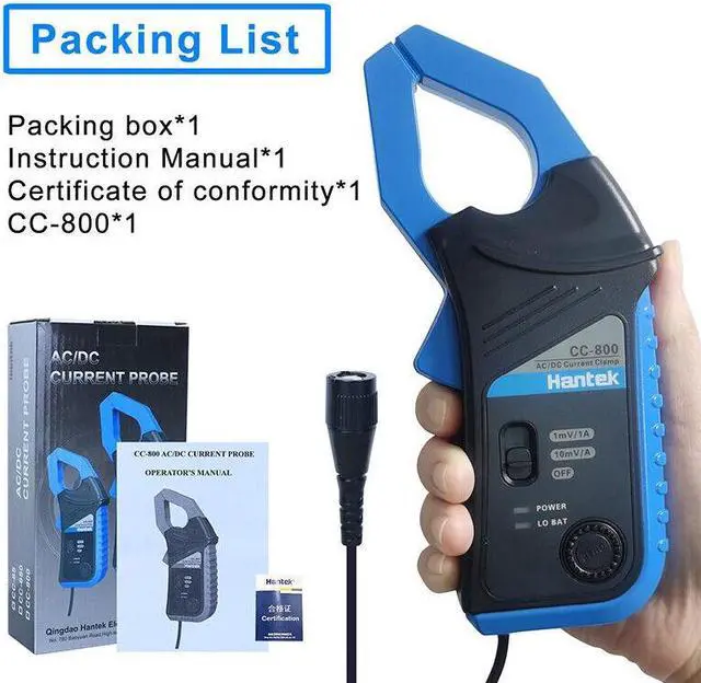 Alt view image 4 of 7 - Hantek CC-800 AC/DC Current Clamp 5KHz Bandwidth AC/500A DC/800A