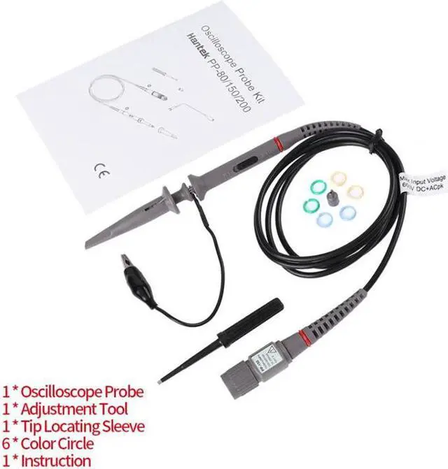 Alt view image 7 of 7 - Hantek PP-300 High Voltage Probe 60MHz-300MHz Kit Attenuation 10:1 Suitable For 1008c 6074be Various Oscilloscopes