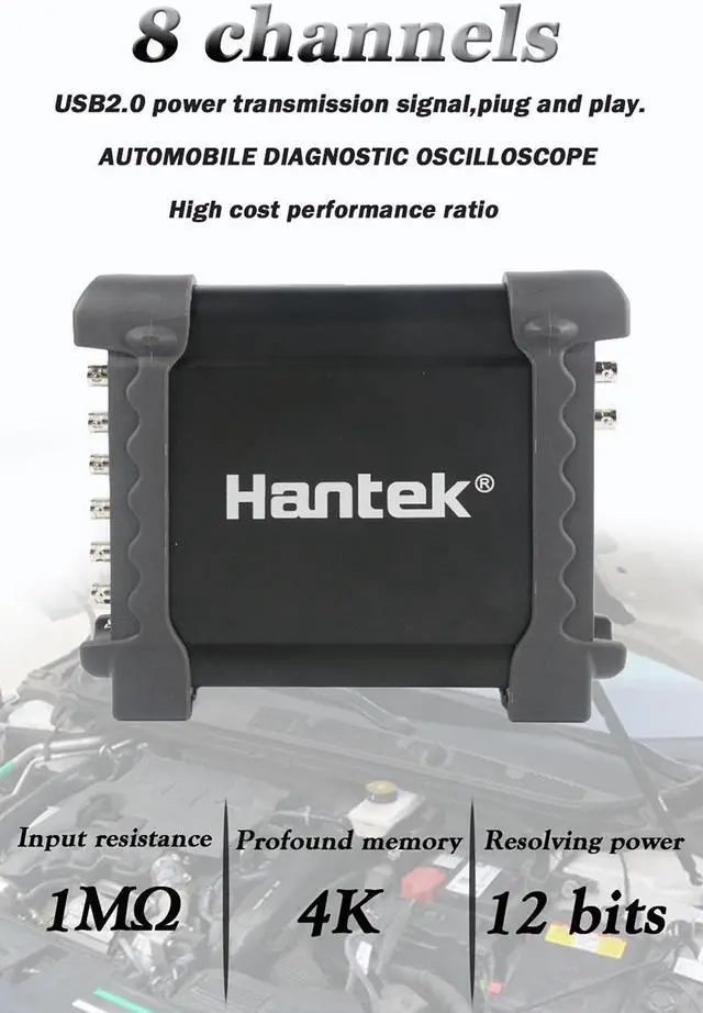 Alt view image 6 of 7 - Hantek 1008C 8 Channels Oscilloscope Vehicle Testing Automotive Diagnostic Equipment USB Automotive Oscilloscope