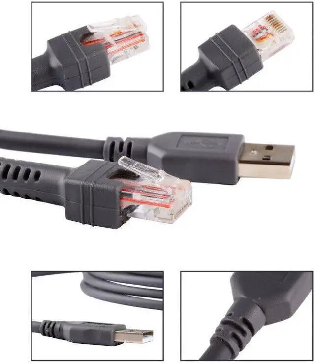 Alt view image 4 of 6 - 5-Pcs CBA-U01-S07ZAR Cable 7ft 2M Symbol Barcode Scanner LS1203 LS2208 LS4208