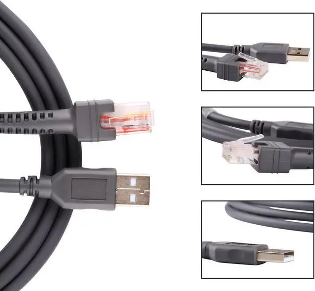 Main image of 5-Pcs CBA-U01-S07ZAR USB Cable Compatible for Symbol Barcode Scanner
