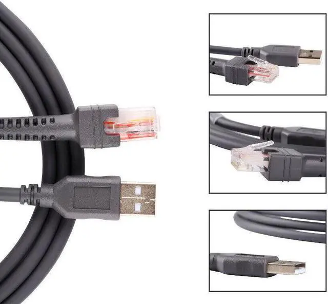 Alt view image 6 of 6 - 5-Pcs 6FT USB Cable Barcode Scanner Cord For Symbol LS2208 CBA-U01-S07ZAR