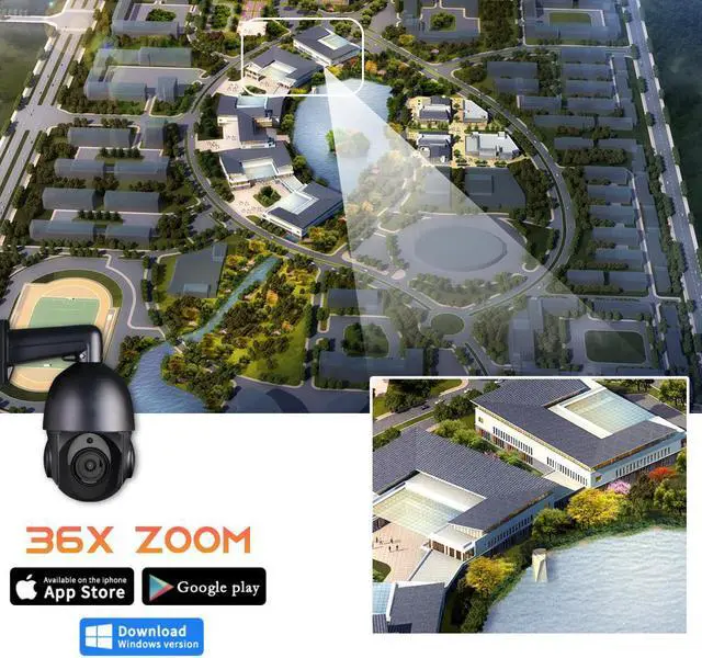 Alt view image 3 of 7 - 360° 4K 8MP PTZ IP POE Dome Camera 36X Zoom 2Way Audio SD Card Slot Human Detect 512GB