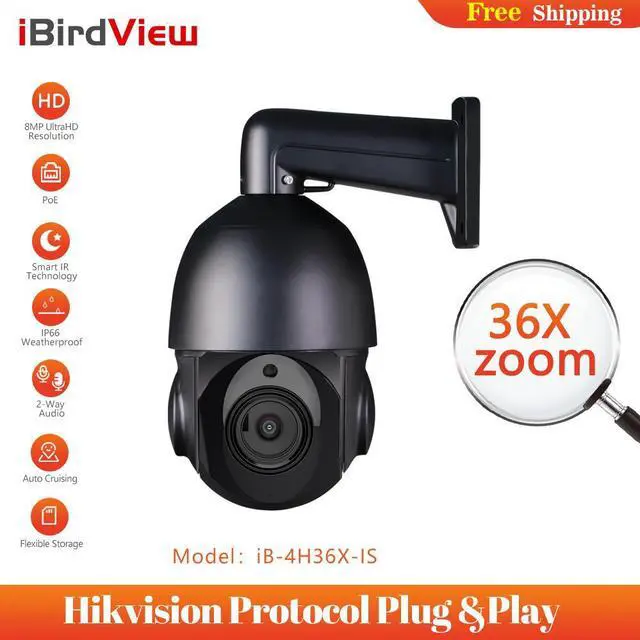 Alt view image 7 of 7 - 4K PoE PTZ Security Camera System 360° View 36X Optical Zoom Auto Tracking