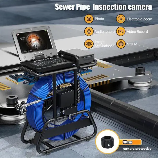 Alt view image 2 of 7 - 50M Sewer Pipe Inspection Camera 10 Inch IPS 1080P Screen and Meter Counter+Self-Leveling 512HZ Locator+Diameter 7mm thick cable with brake