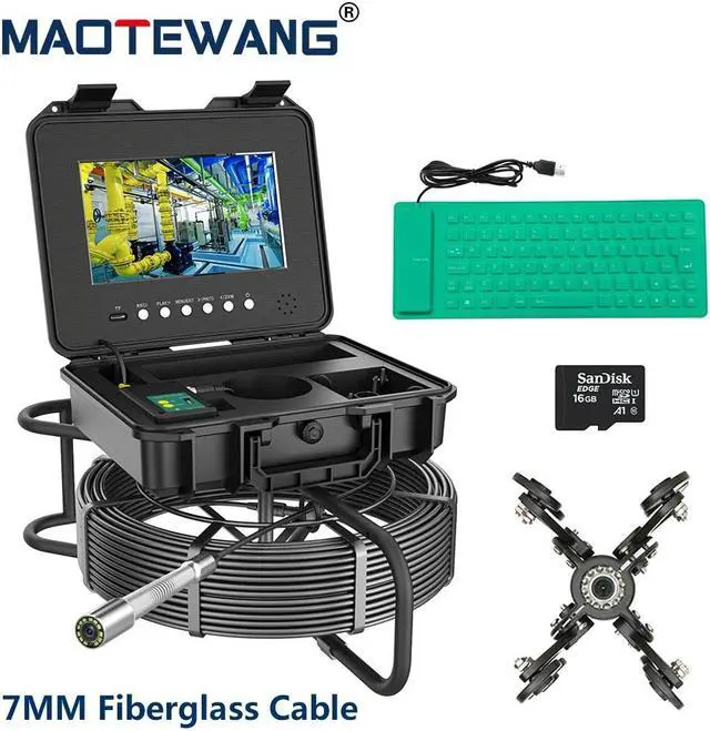 Main image of 10.1" IPS Pipe Sewer Drain Inspection Camera DVR 7mm Cable Auto Self-Leveling 50m/164ft