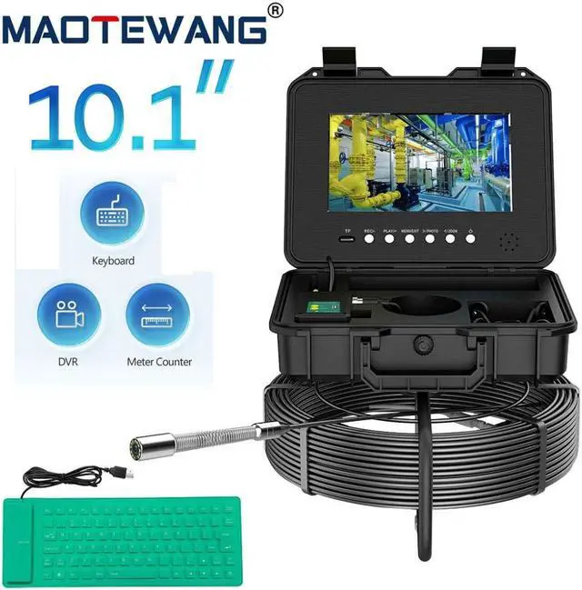 Alt view image 2 of 7 - 10.1" IPS Pipe Sewer Drain Inspection Camera DVR 7mm Cable Auto Self-Leveling 50m/164ft