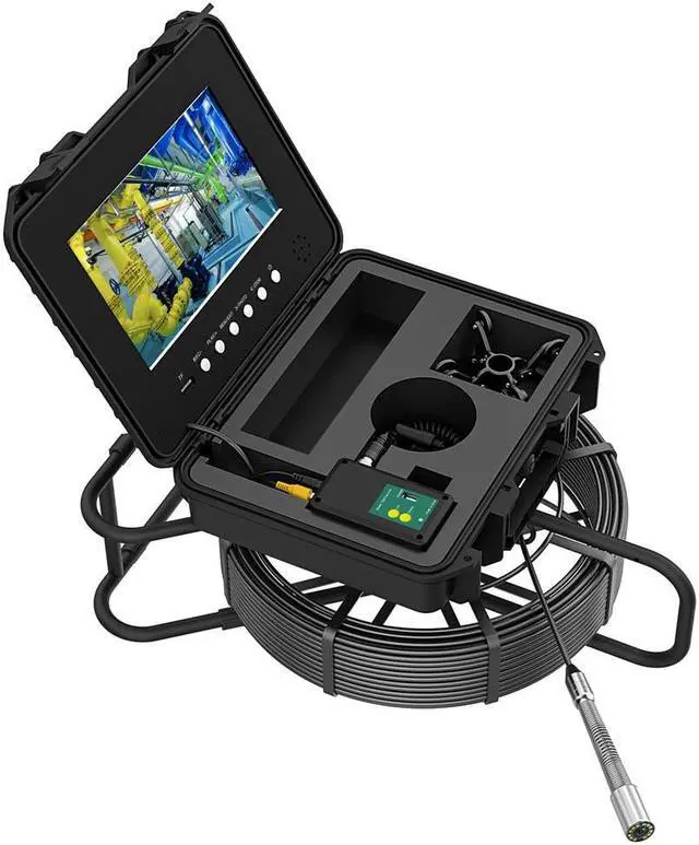 Alt view image 7 of 7 - 10.1" IPS Pipe Sewer Drain Inspection Camera DVR 7mm Cable Auto Self-Leveling 50m/164ft