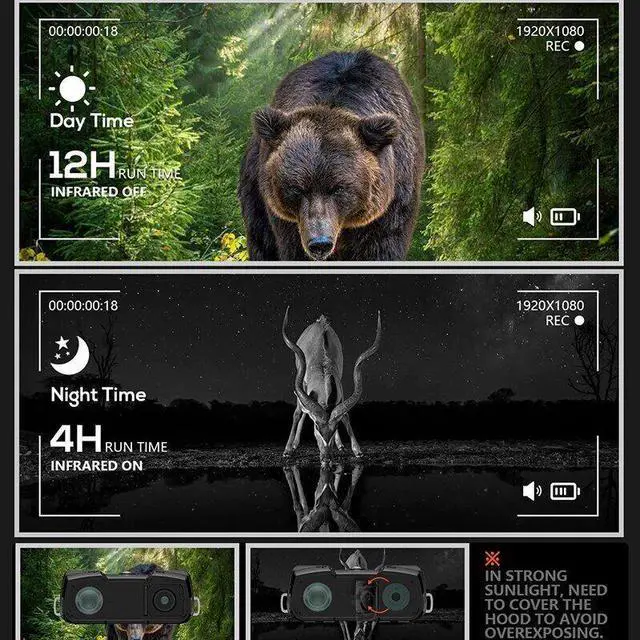 Alt view image 4 of 7 - Night Vision Binoculars Telescope Infrared Camera 1920pX1080p 700m Range 4 Inch Display for Observation Hunting