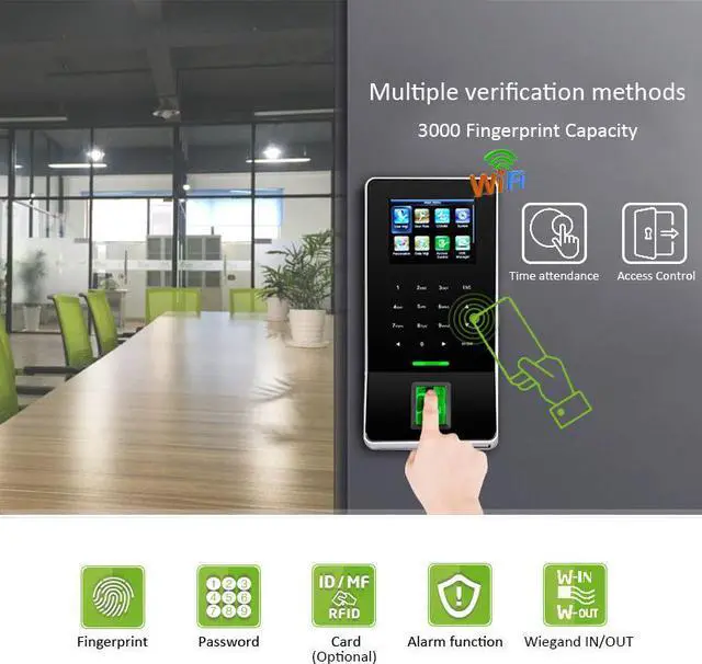 Alt view image 3 of 7 - ZK F22 WIFI TCP/IP Fingerprint Time Clock & Access Control with EM ID Card