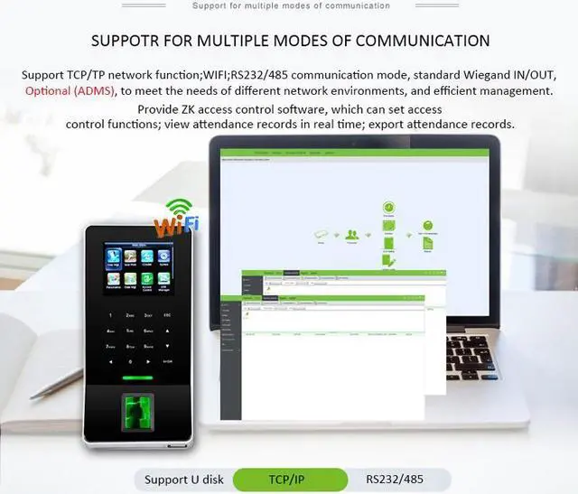 Alt view image 5 of 7 - ZK F22 WIFI TCP/IP Fingerprint Time Clock & Access Control with EM ID Card