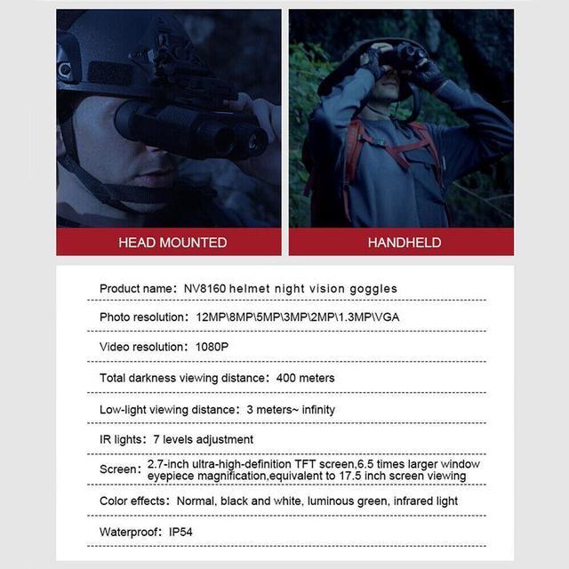 Alt view image 7 of 7 - NV8000 3D Night Vision Goggles Binocular Night Vision Hunting Googles for Helmet