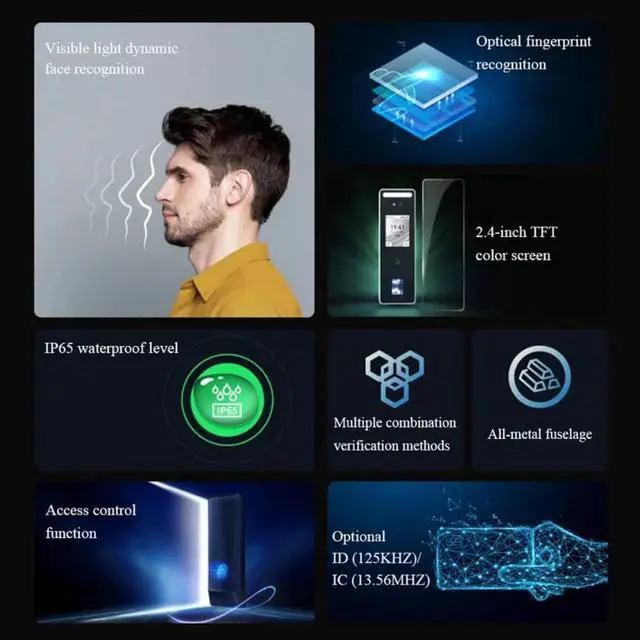 Alt view image 5 of 7 - MECARE Nface260 Face Facial Recognition RFID Card Door Access Control System +WIFI