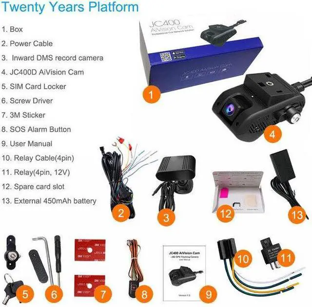 Alt view image 6 of 7 - JIMI JC400P 4G Car DashCam UBI GPS Wifi DVR Cloud Storage 1080P Tracker Cam