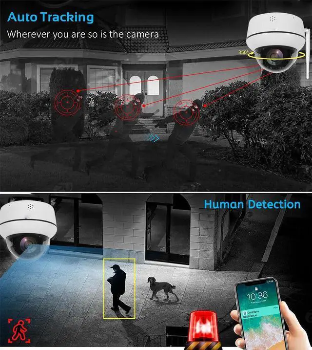 Alt view image 2 of 6 - 5MP HD Wifi IP Dome Security Camera Auto Tracking Two Way Audio 5X Optical Zoom
