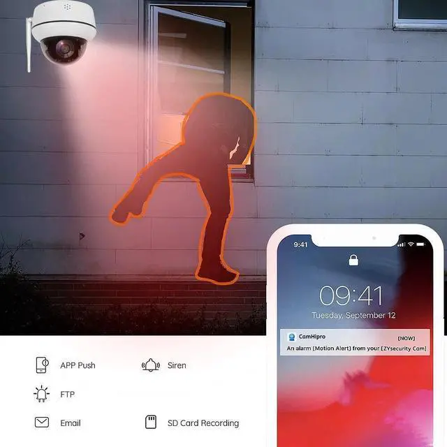 Alt view image 5 of 6 - 5MP 2.4G WIFI Dome PTZ 5X Optical Zoom IP Humanoid Tracking Camera 2 way audio 128GB