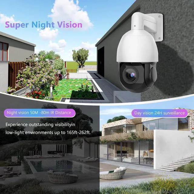 Alt view image 6 of 7 - Compatible 8MP 36X Zoom 2 Way Audio PTZ Speed Dome Security IP Camera