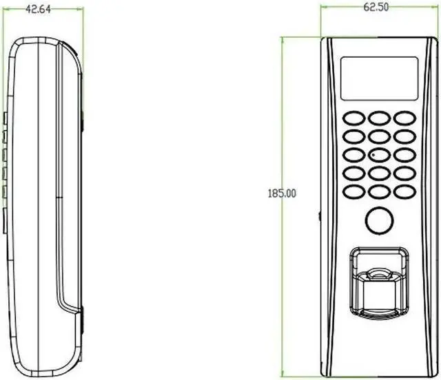 Alt view image 6 of 7 - ZKTeco TF1700 RFID USB/TCP/IP Waterproof Fingerprint ID Door Access Card Reader