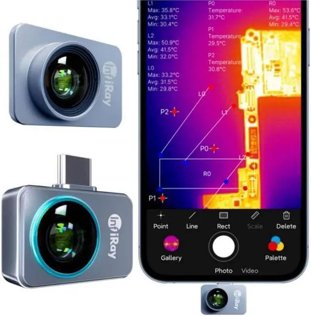 Alt view image 6 of 14 - InfiRay P2 Pro Thermal Camera for Android USB Type C Thermal Imaging Camera +Magnetic Macro lens