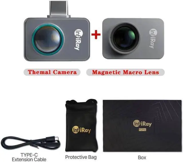 Alt view image 7 of 14 - InfiRay P2 Pro Thermal Camera for Android USB Type C Thermal Imaging Camera +Magnetic Macro lens